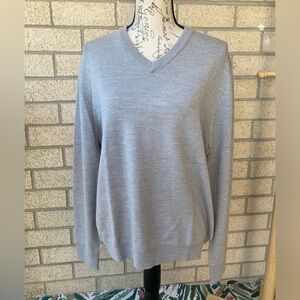 J Crew 100% Wool Gray V Neck Sweater